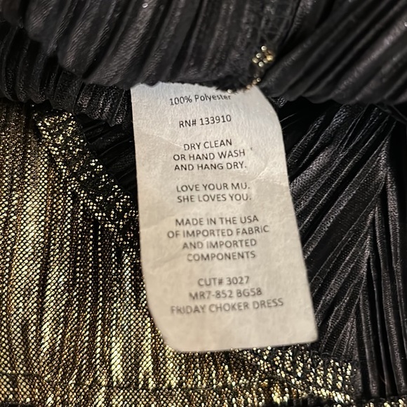 Show Me Your Mumu Friday Choker Metallic Cutout Dress in Good As Gold Pleat - S - Picture 14 of 15